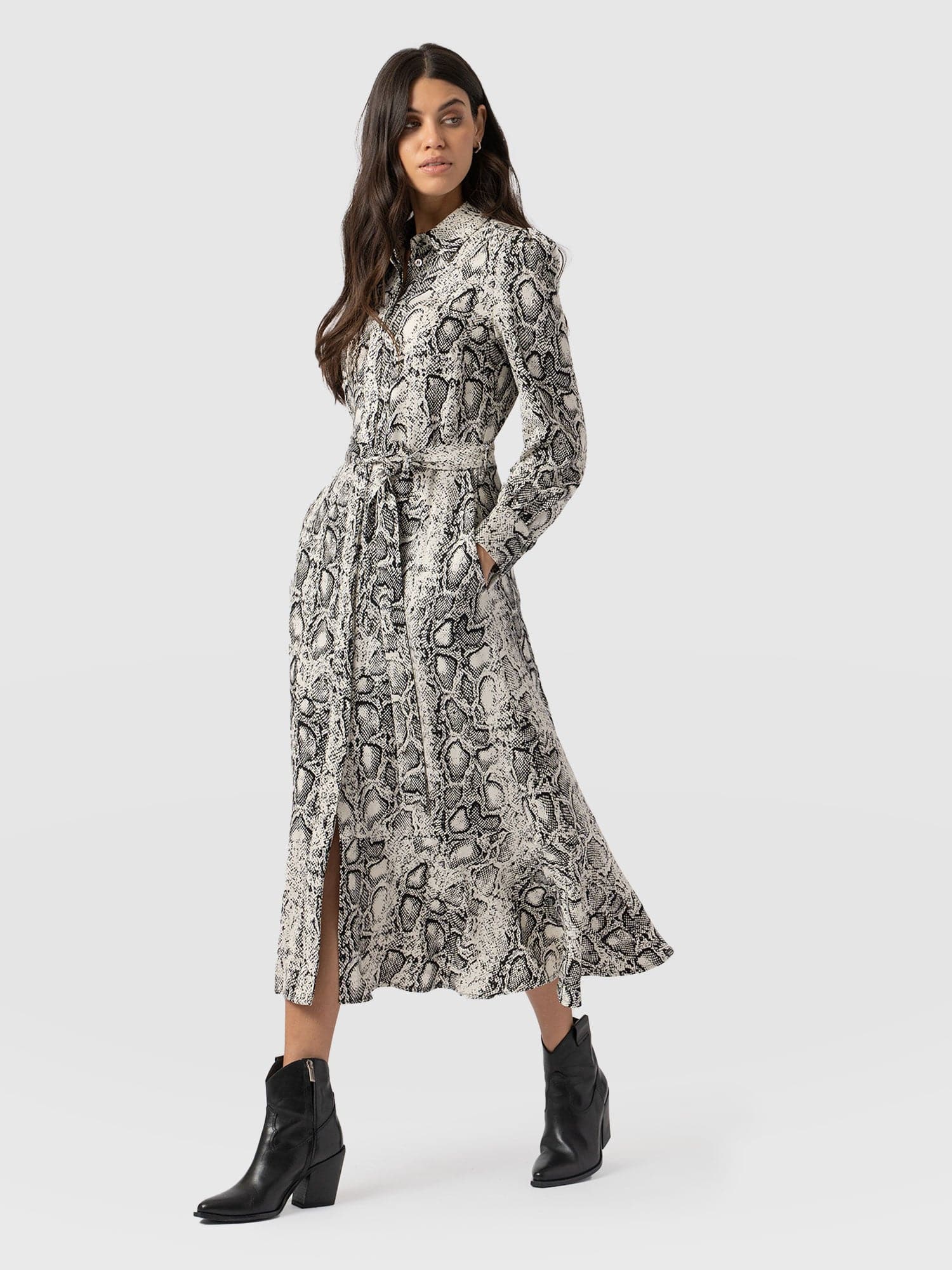 Jacqueline Shirt Dress Cream Snake - Women's Dresses | Saint + Sofia® US